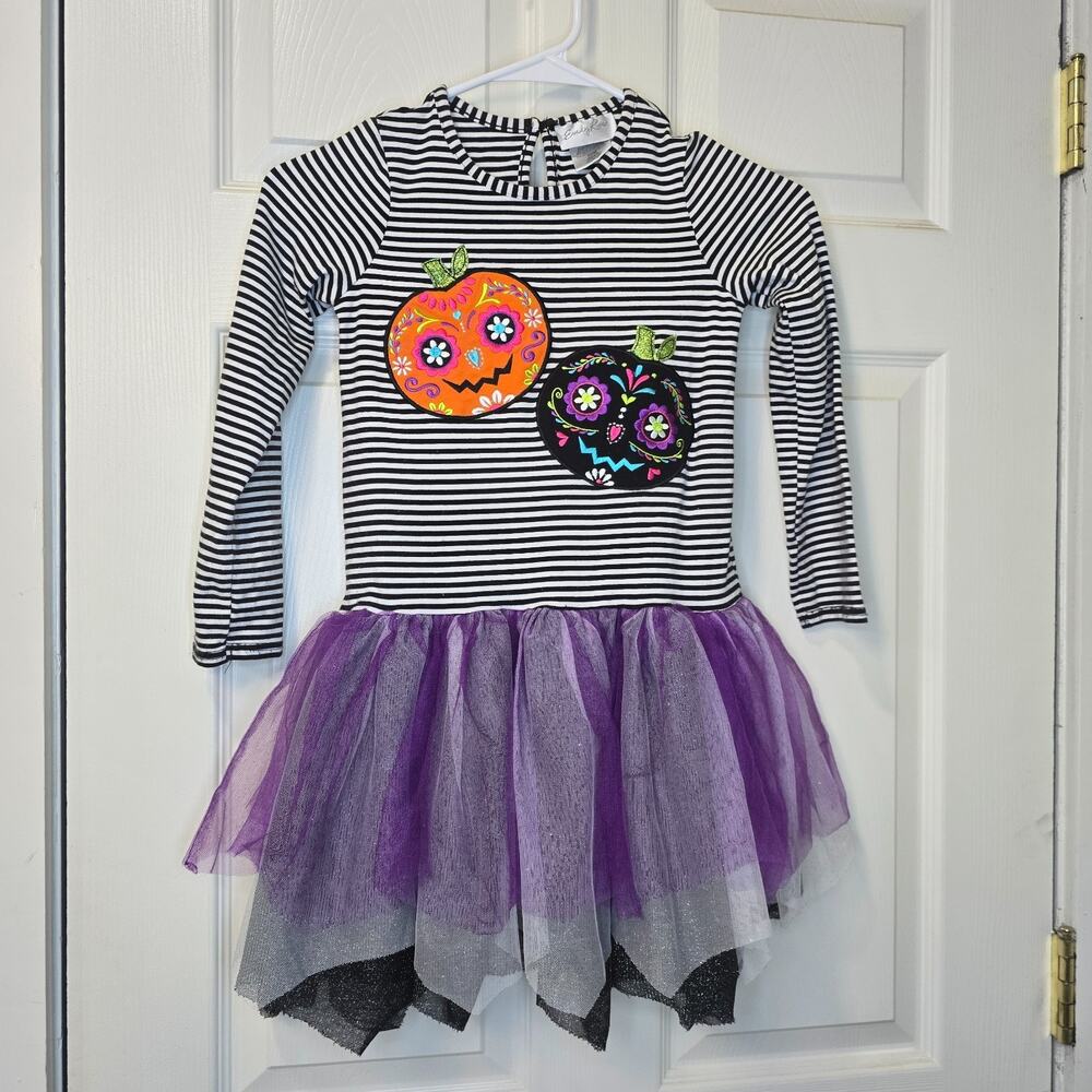 Emily Rose Girls Dress Size 8 Halloween Sugar Skull Pumpkin Tutu Costume